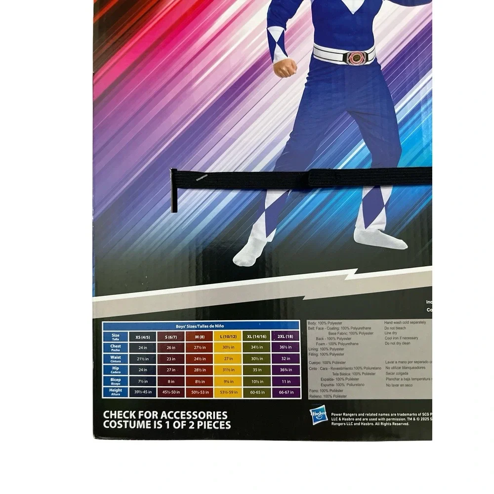 Mighty Morphin Power Rangers Muscle Costume  6/7 BLUE RANGER Jumpsuit & Mask New